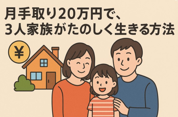 【ブログ体験談】月手取り20万円で、3人家族がたのしく生きる方法